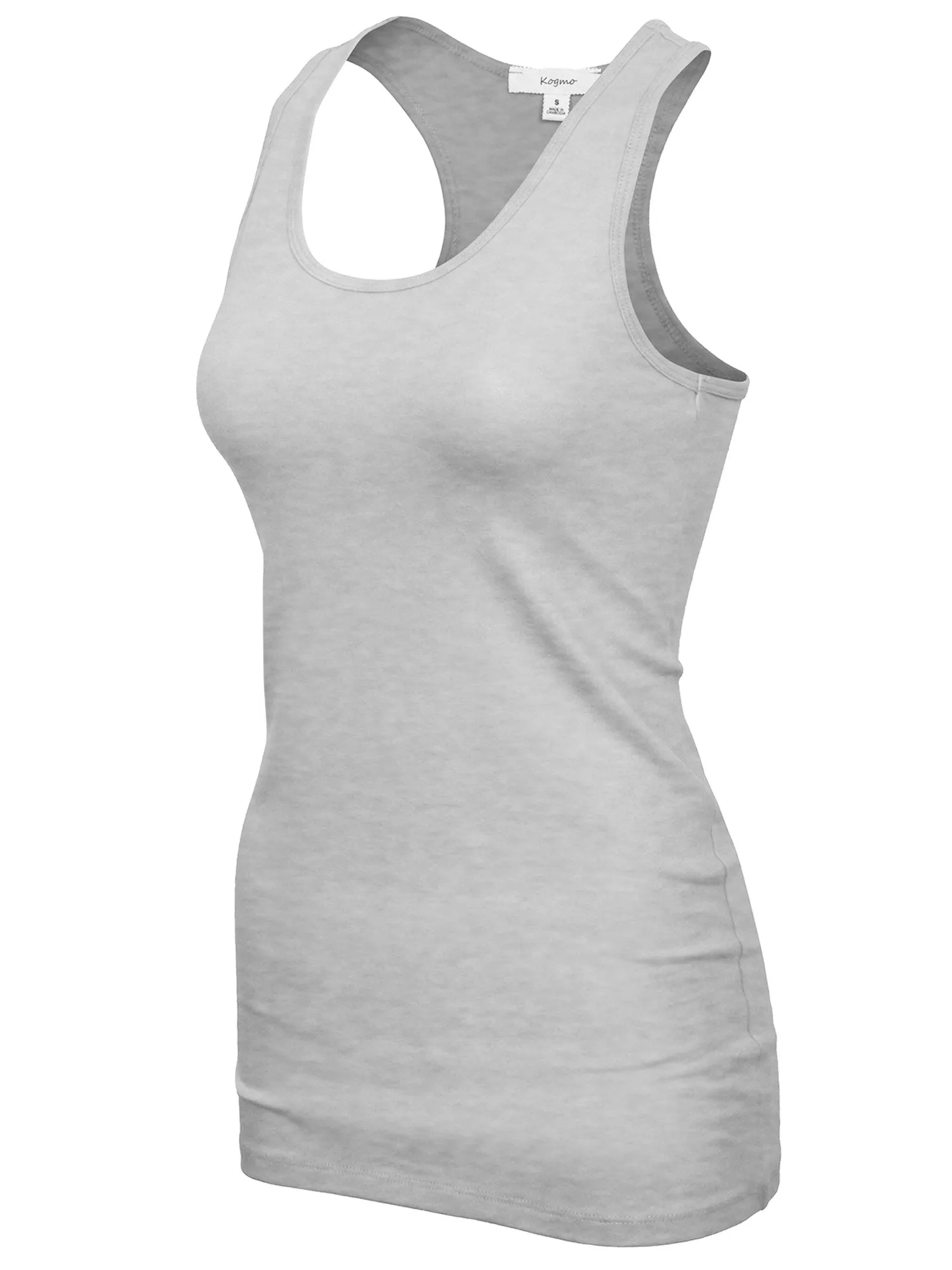 KOGMO Women's Basic Stretchy Cotton Spandex Racerback Tank Top 3-Pack (S-XL)