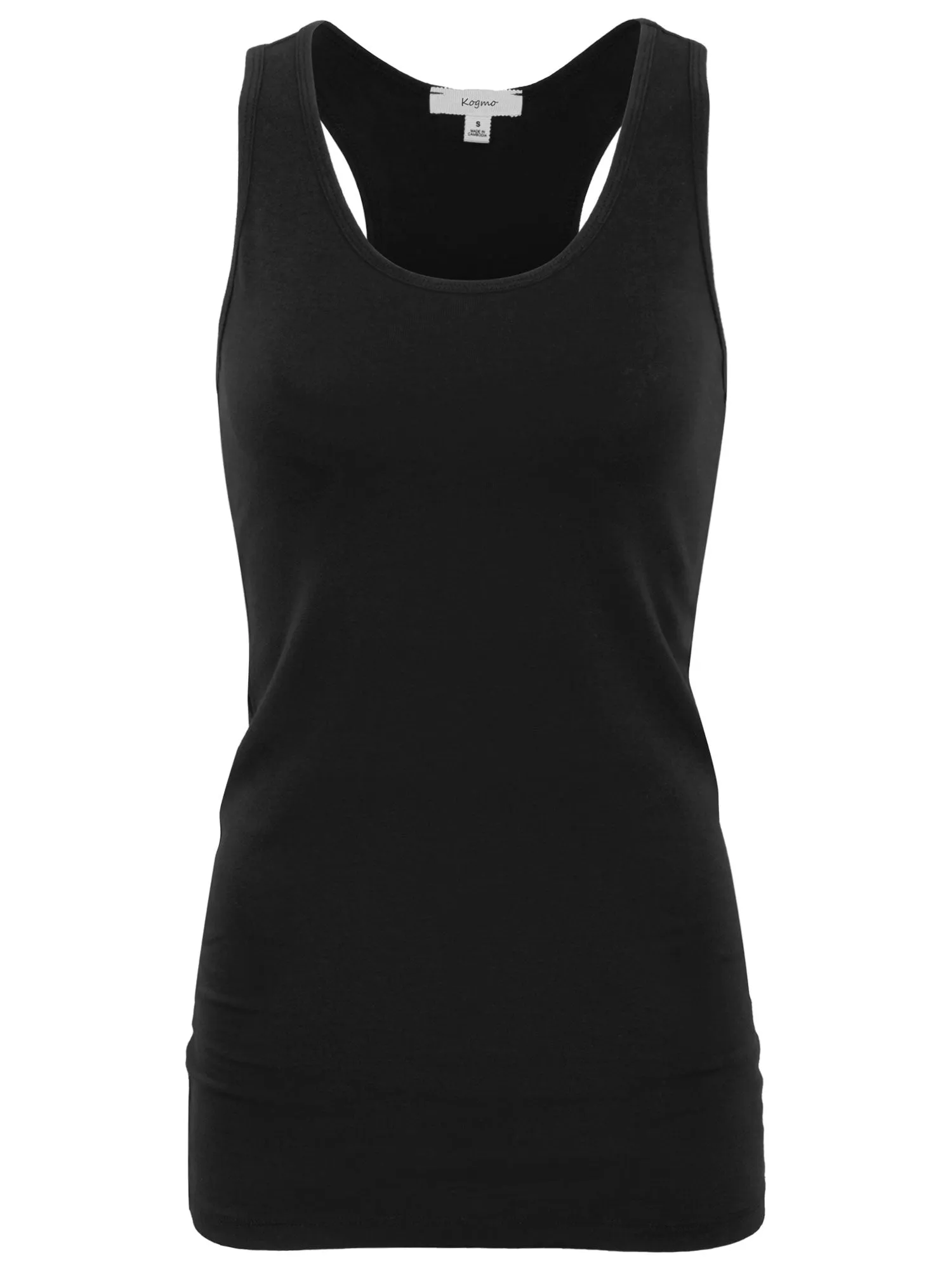KOGMO Women's Basic Stretchy Cotton Spandex Racerback Tank Top 3-Pack (S-XL)