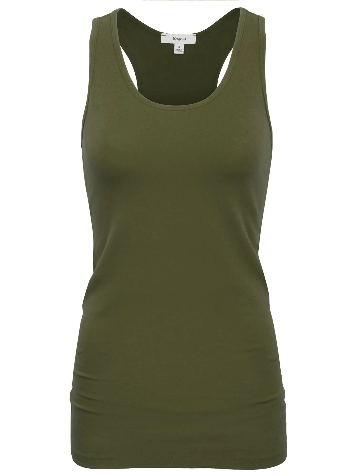 KOGMO Women's Basic Stretchy Cotton Spandex Racerback Tank Top 3-Pack (S-XL)