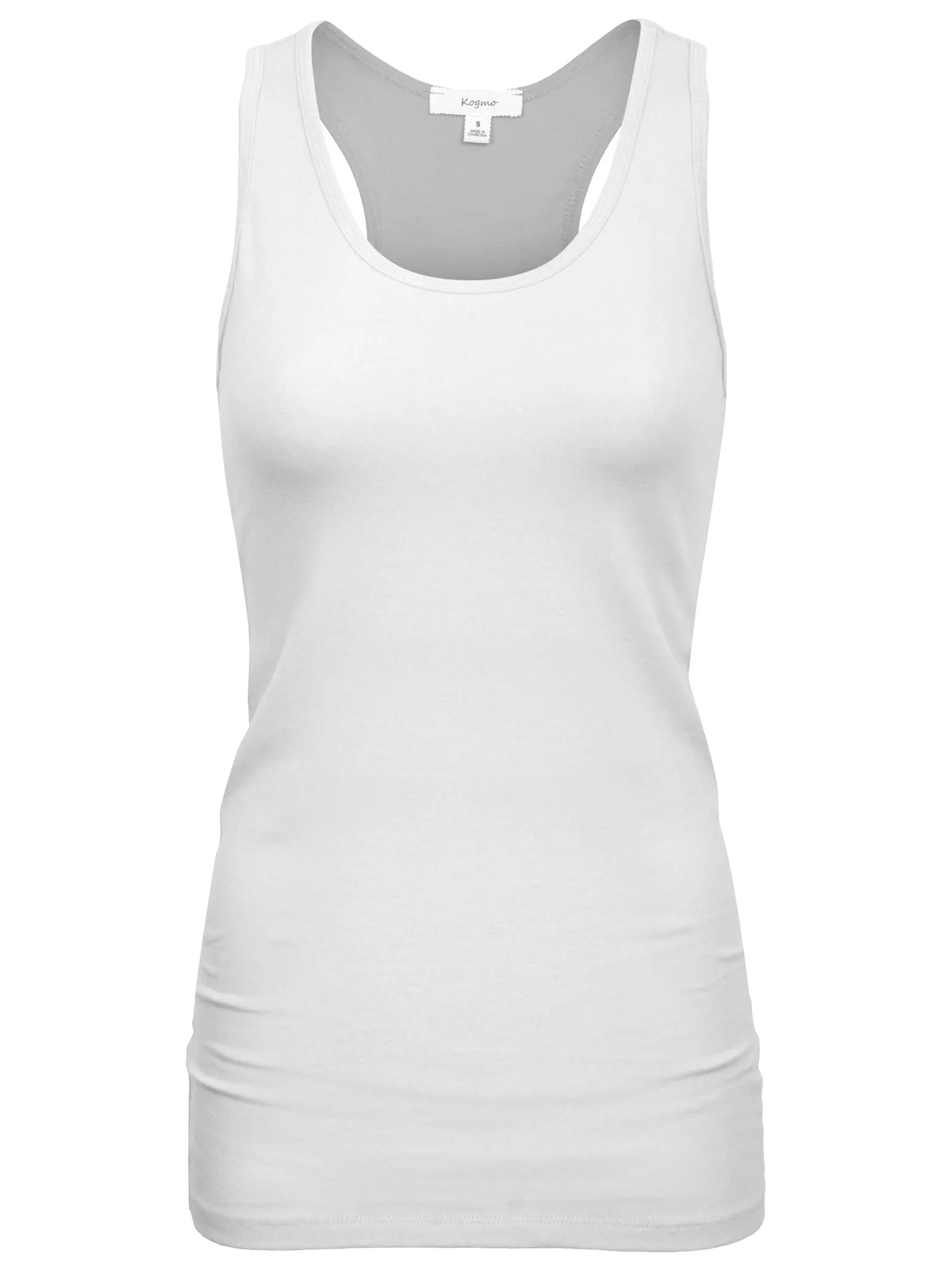 KOGMO Women's Basic Stretchy Cotton Spandex Racerback Tank Top 3-Pack (S-XL)
