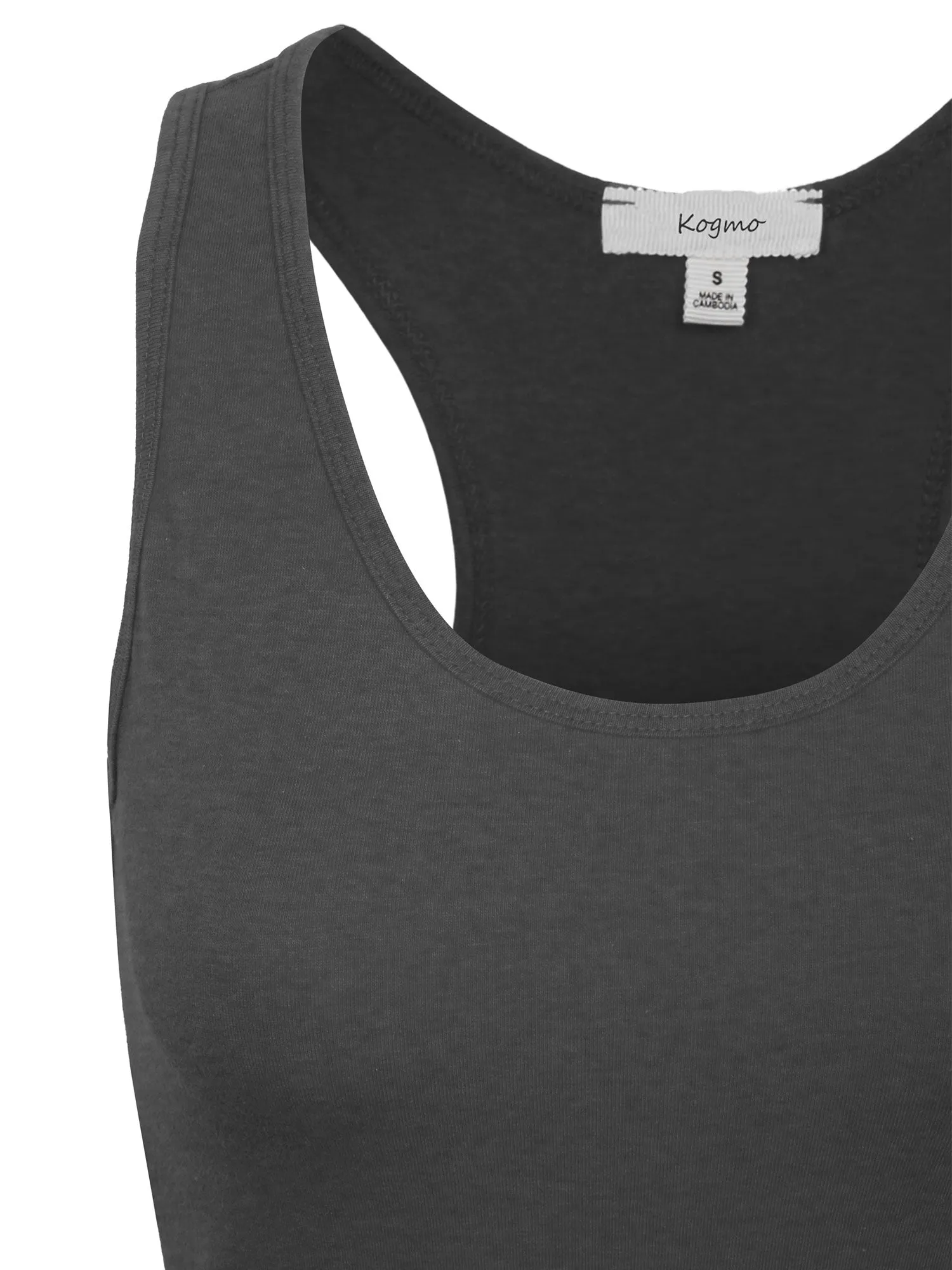 KOGMO Women's Basic Stretchy Cotton Spandex Racerback Tank Top 3-Pack (S-XL)