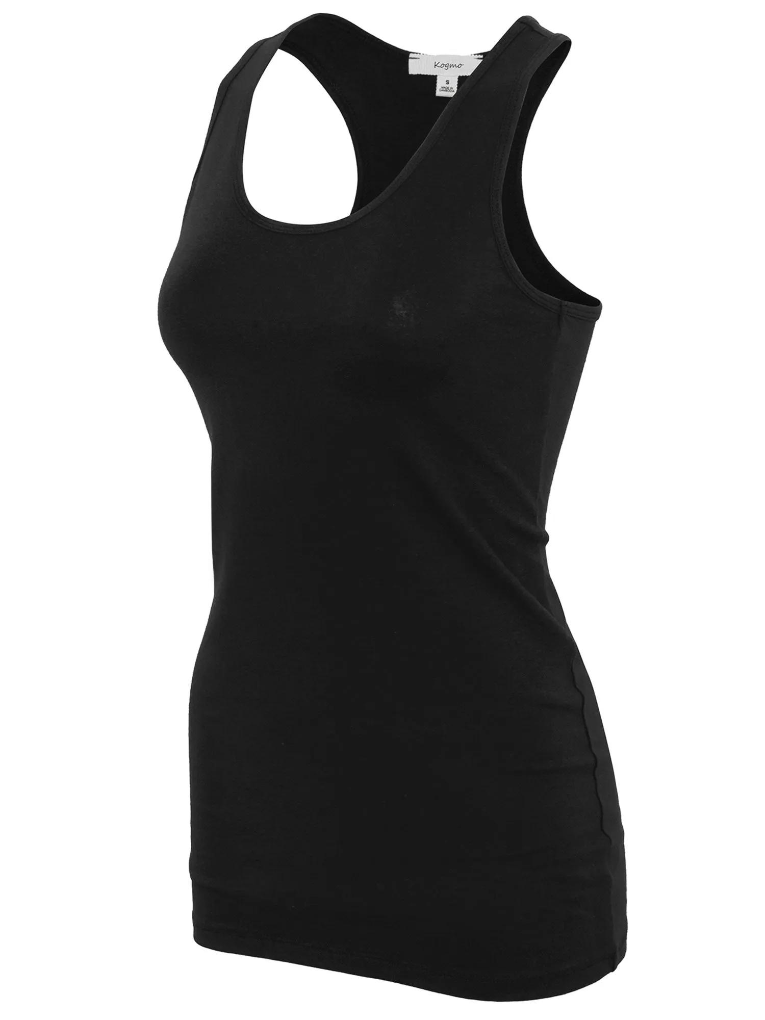 KOGMO Women's Basic Stretchy Cotton Spandex Racerback Tank Top 3-Pack (S-XL)