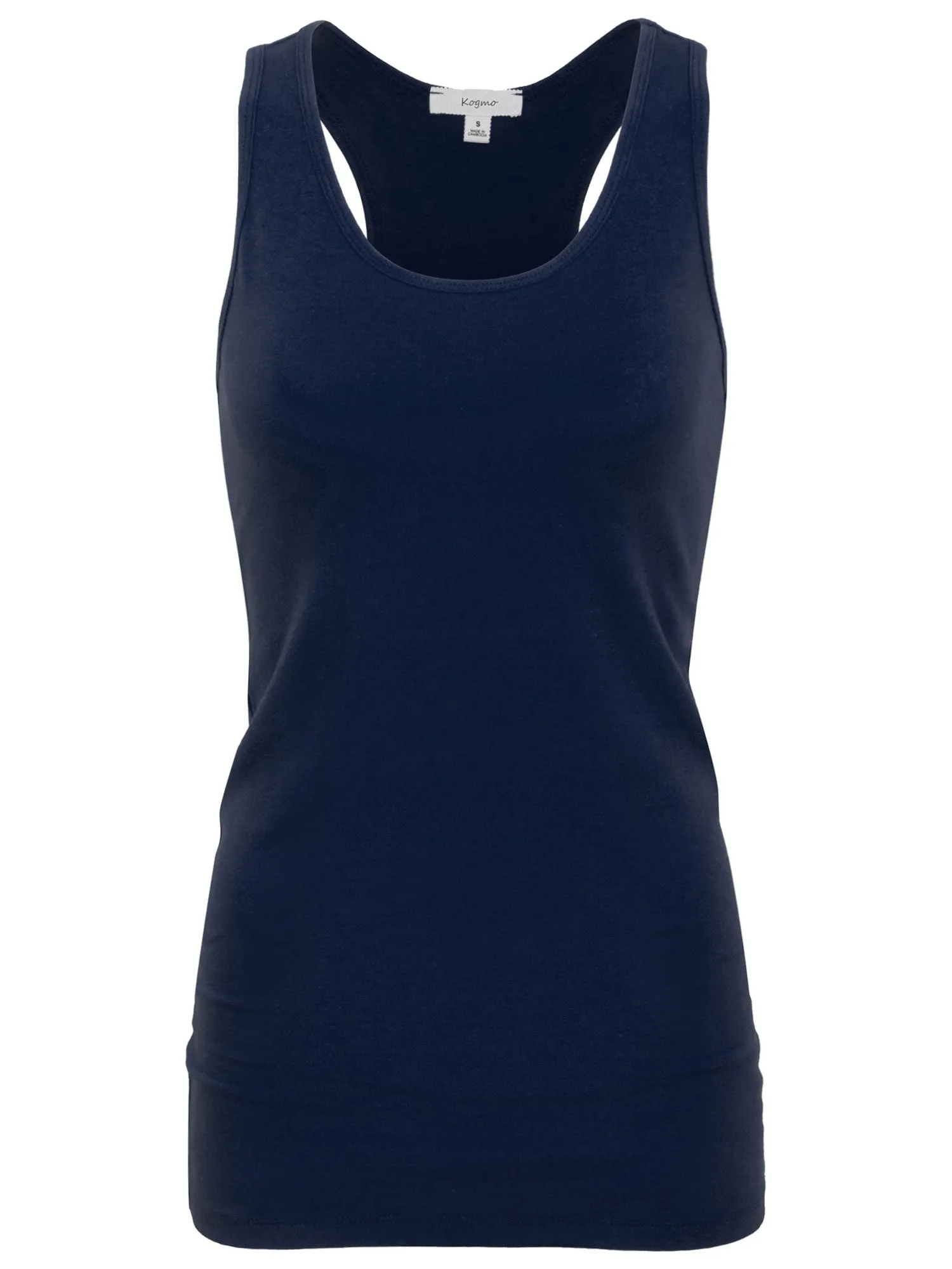 KOGMO Women's Basic Stretchy Cotton Spandex Racerback Tank Top 3-Pack (S-XL)