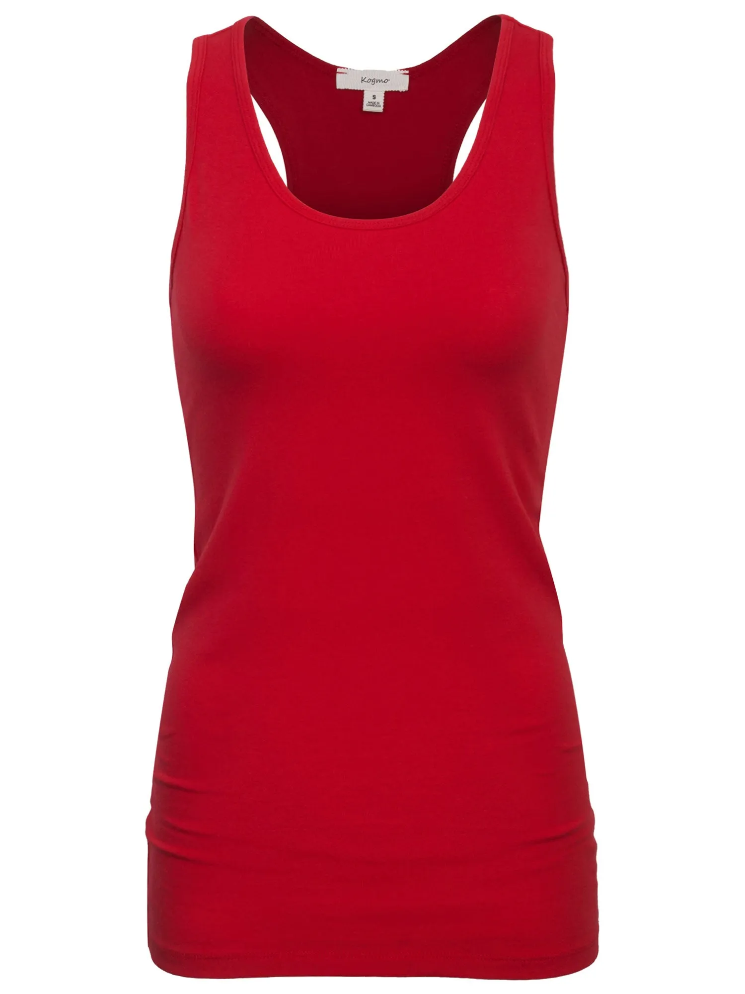 KOGMO Women's Basic Stretchy Cotton Spandex Racerback Tank Top 3-Pack (S-XL)