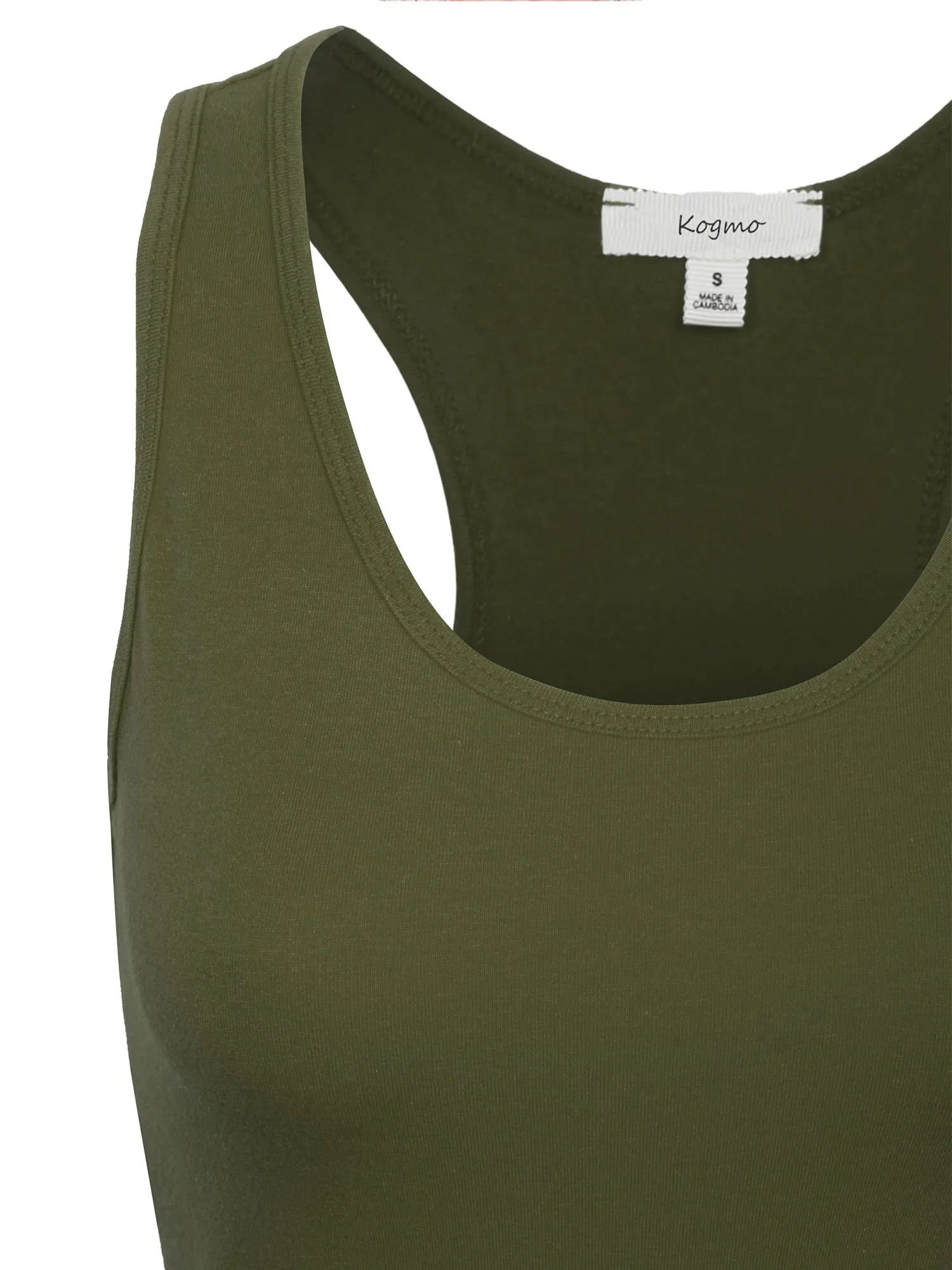 KOGMO Women's Basic Stretchy Cotton Spandex Racerback Tank Top 3-Pack (S-XL)
