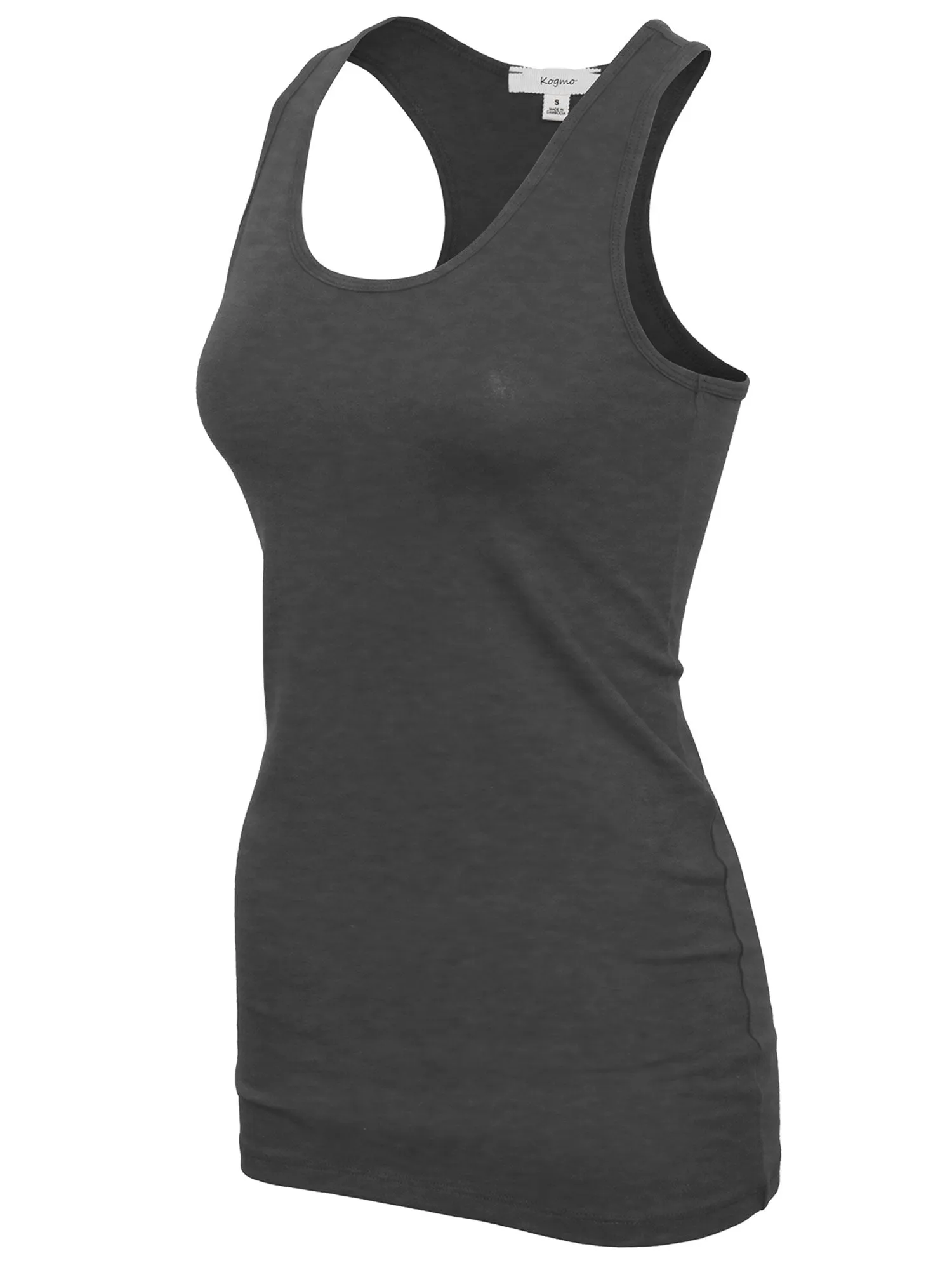 KOGMO Women's Basic Stretchy Cotton Spandex Racerback Tank Top 3-Pack (S-XL)