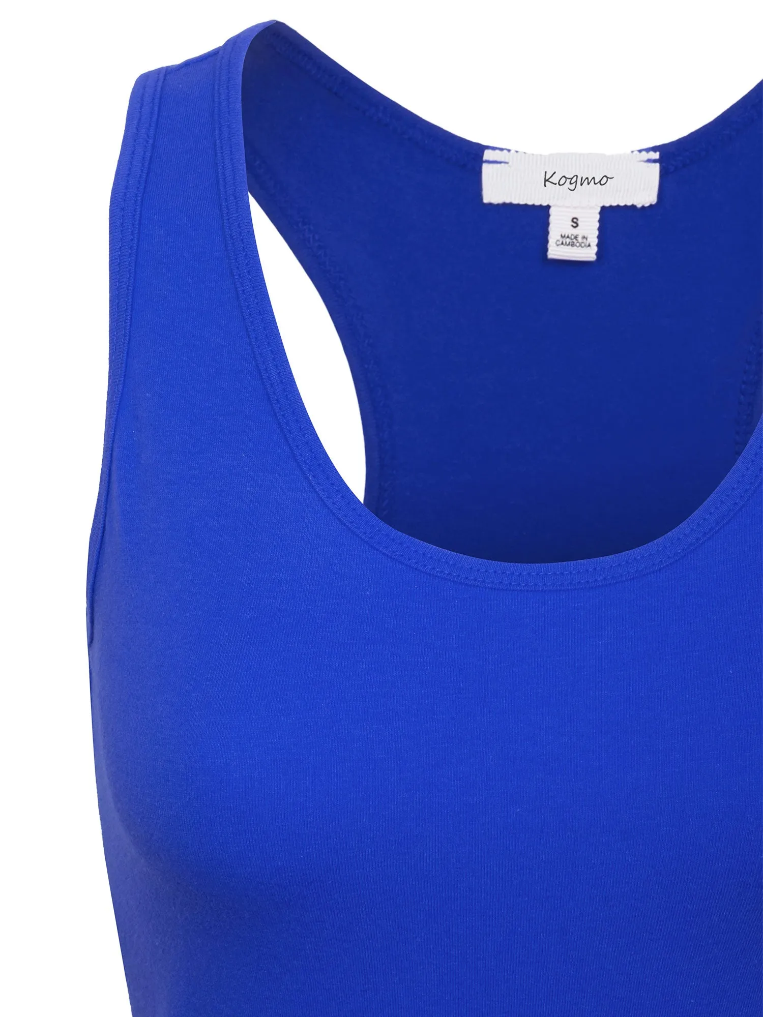 KOGMO Women's Basic Stretchy Cotton Spandex Racerback Tank Top 3-Pack (S-XL)