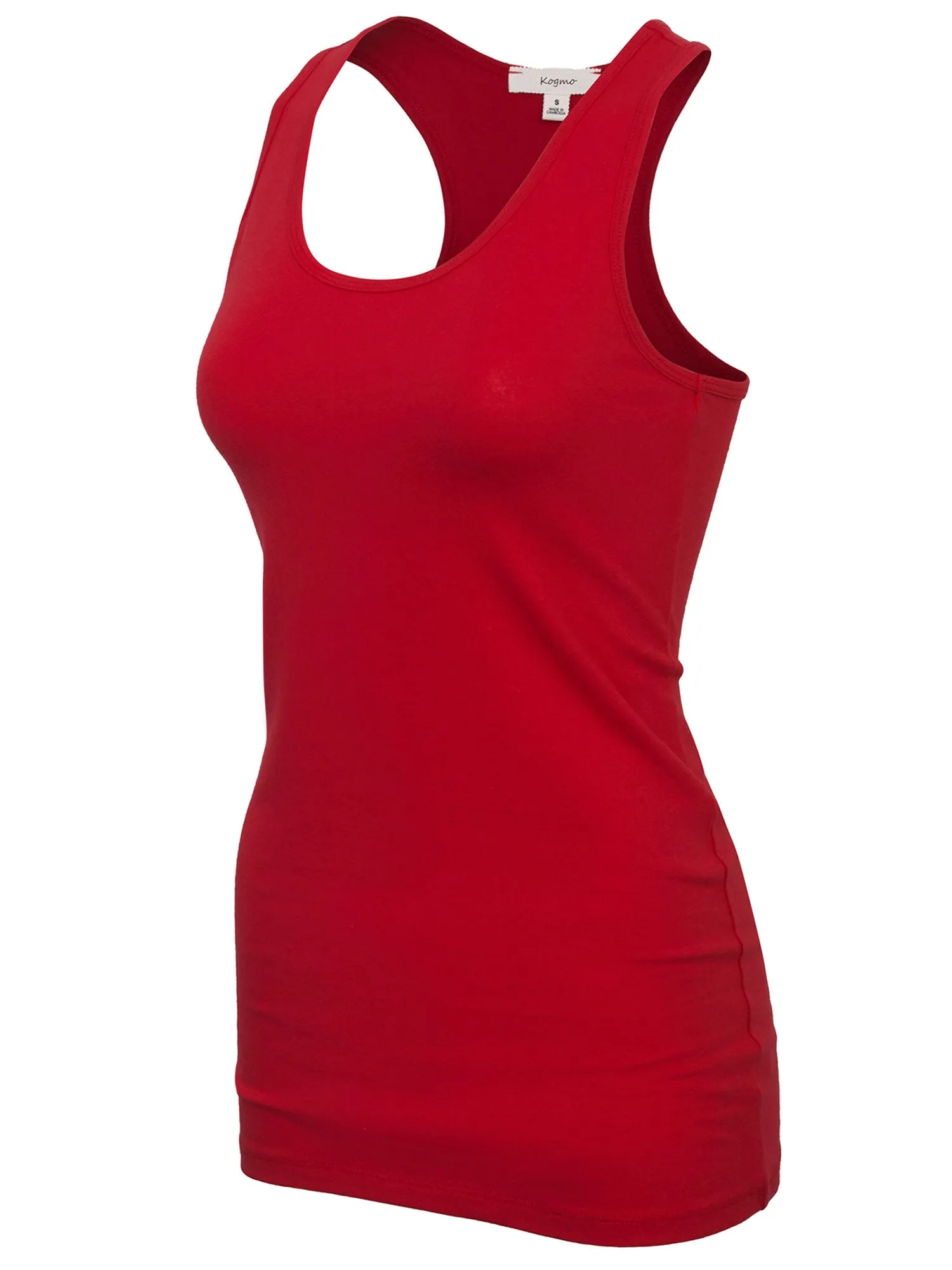 KOGMO Women's Basic Stretchy Cotton Spandex Racerback Tank Top 3-Pack (S-XL)