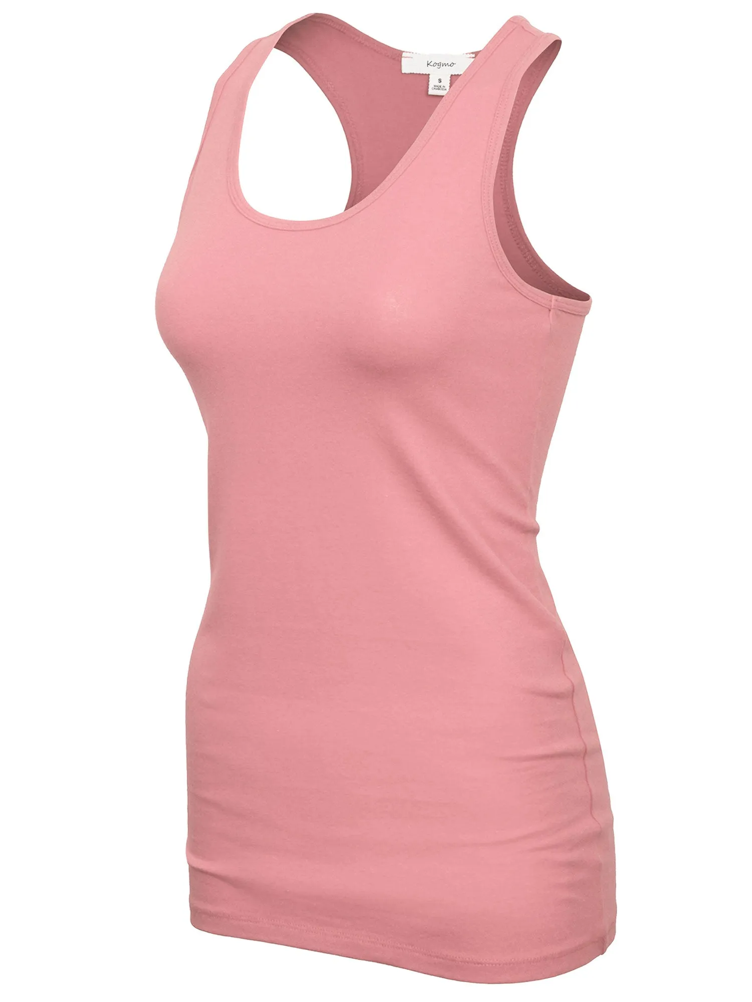 KOGMO Women's Basic Stretchy Cotton Spandex Racerback Tank Top 3-Pack (S-XL)