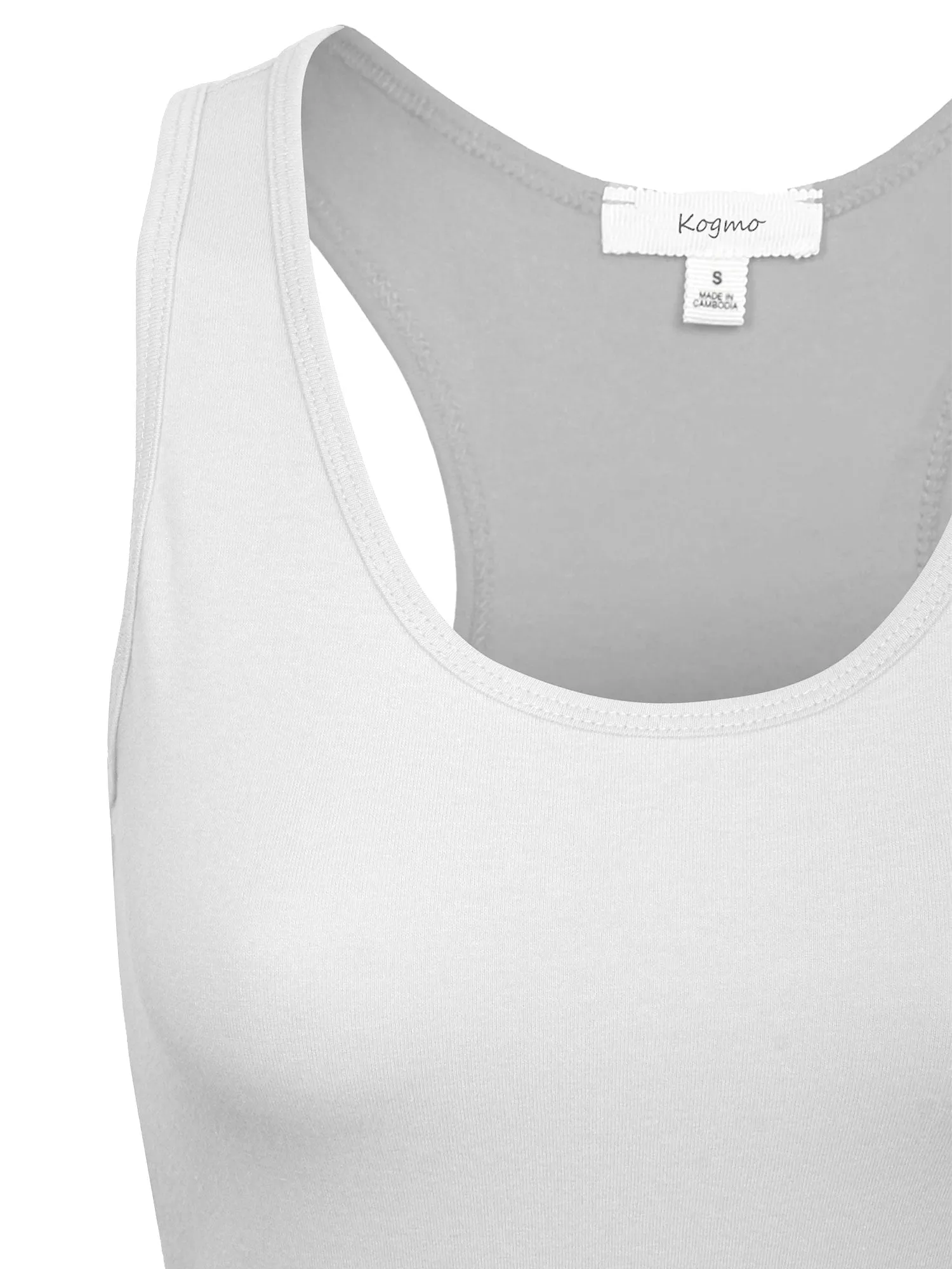 KOGMO Women's Basic Stretchy Cotton Spandex Racerback Tank Top 3-Pack (S-XL)
