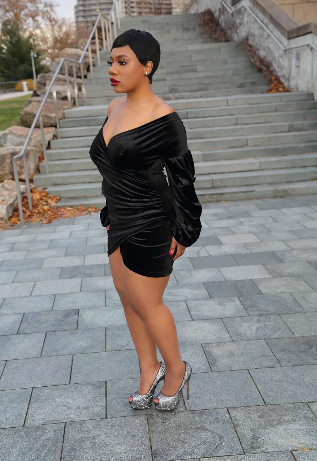 Luxe It Up | Ruched Velvet Dress