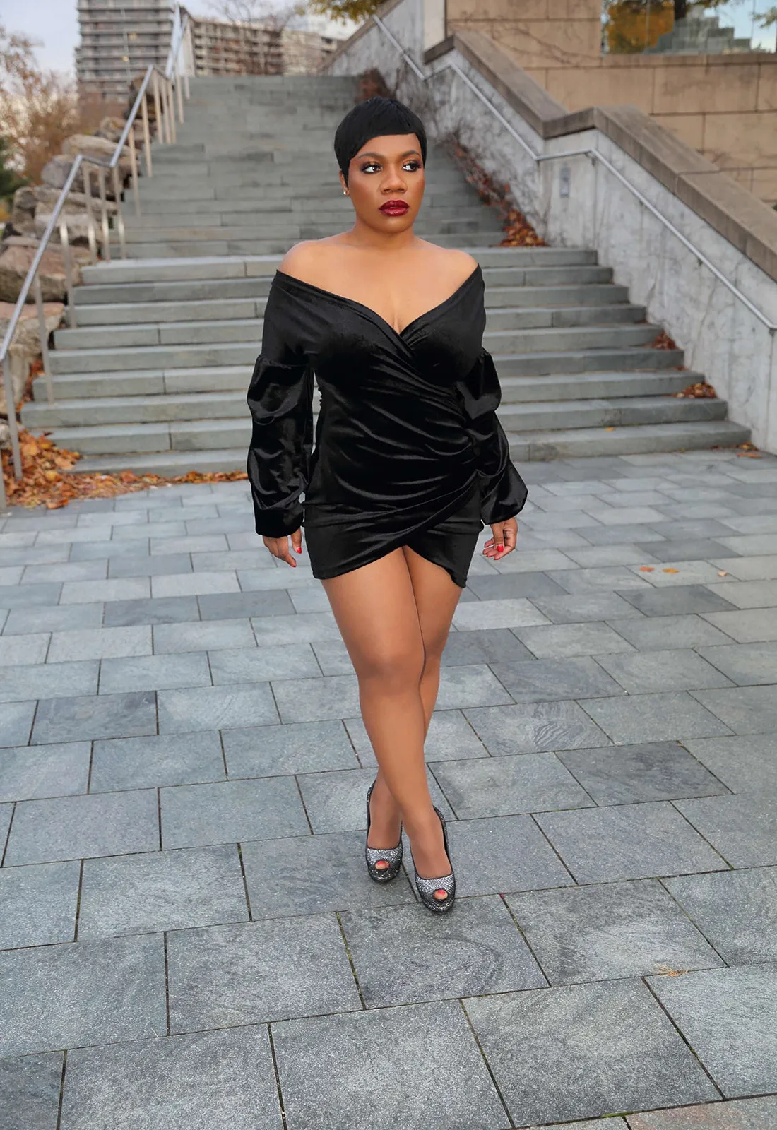 Luxe It Up | Ruched Velvet Dress