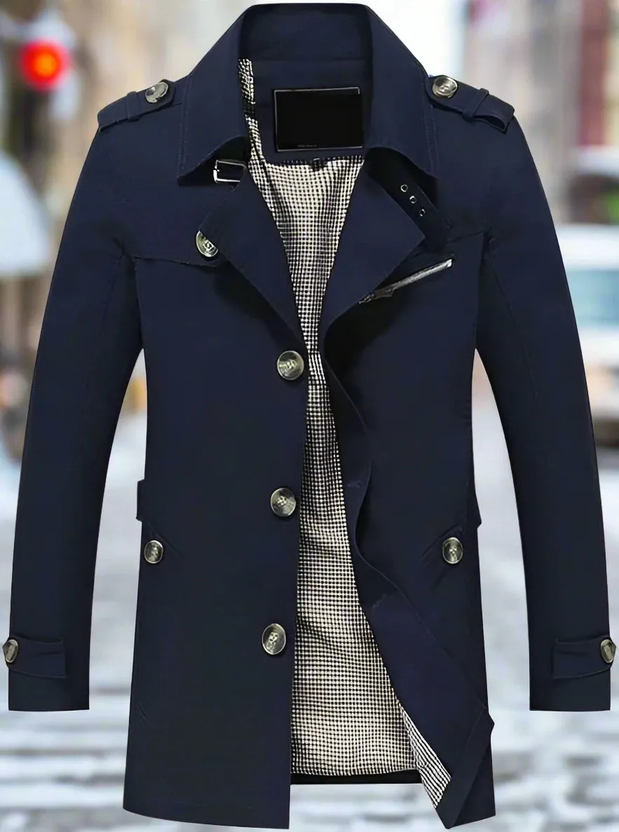 Men's Casual Coat  Windbreaker Jacket  Spring Military Jacket Coat Single-Breasted Notch Lapel Parka S4724390