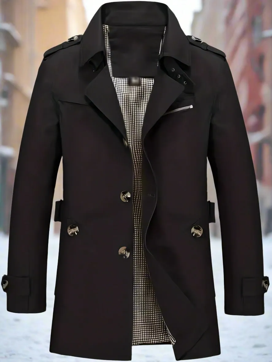 Men's Casual Coat  Windbreaker Jacket  Spring Military Jacket Coat Single-Breasted Notch Lapel Parka S4724390