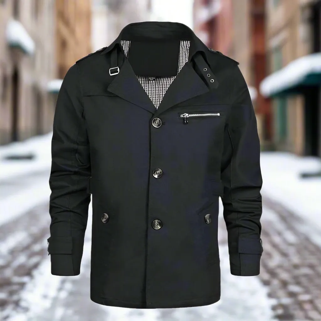 Men's Casual Coat  Windbreaker Jacket  Spring Military Jacket Coat Single-Breasted Notch Lapel Parka S4724390