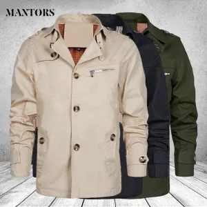 Men's Casual Coat  Windbreaker Jacket  Spring Military Jacket Coat Single-Breasted Notch Lapel Parka S4724390