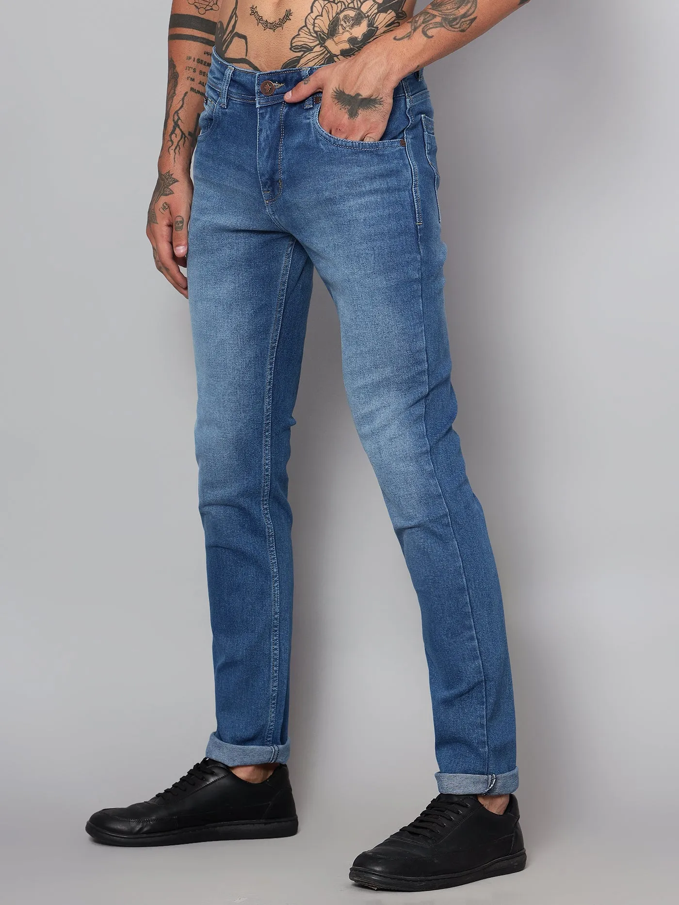 Men's Ultra Narrow fit Medium Fade Medium Blue  Jeans