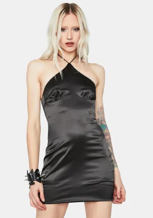 Night Life Satin Halter Bodycon Dress