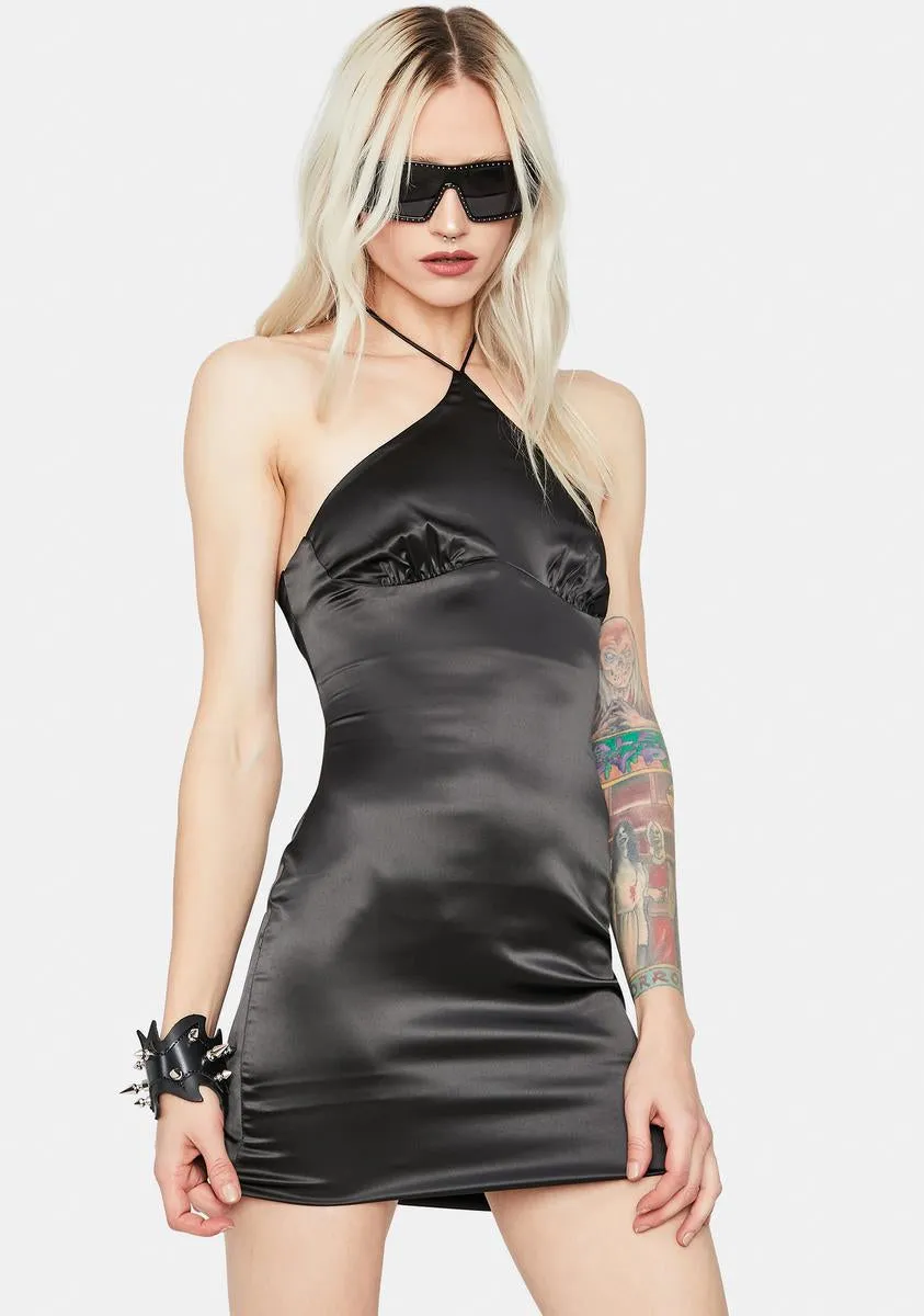 Night Life Satin Halter Bodycon Dress