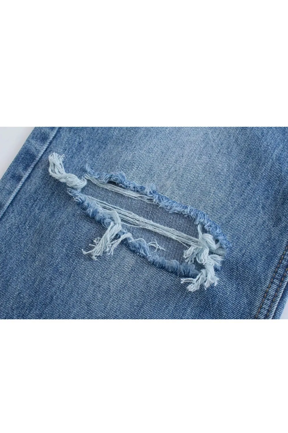 ‘Olesya’ High-Waisted Ripped Straight-Leg Jeans