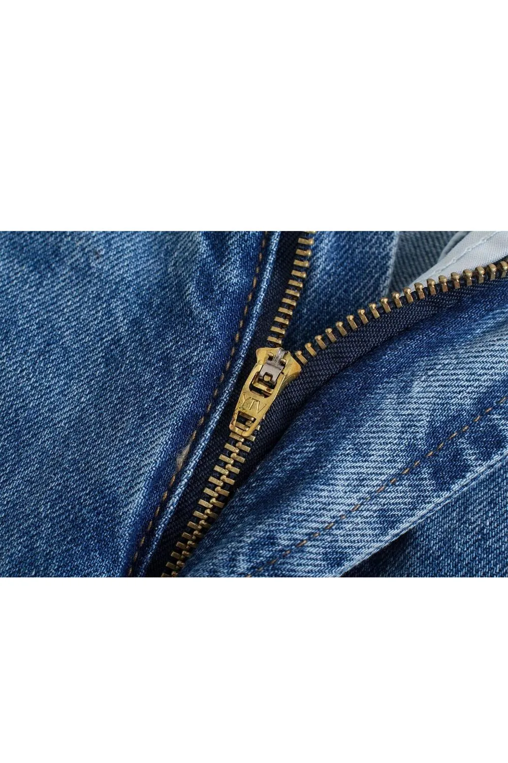 ‘Olesya’ High-Waisted Ripped Straight-Leg Jeans