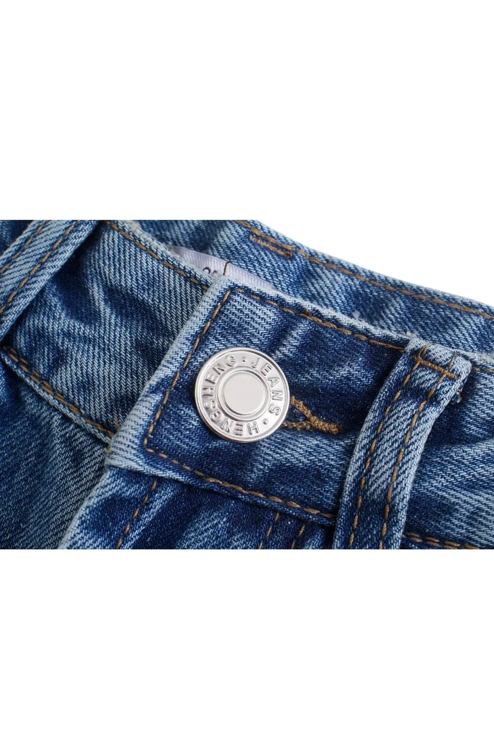 ‘Olesya’ High-Waisted Ripped Straight-Leg Jeans