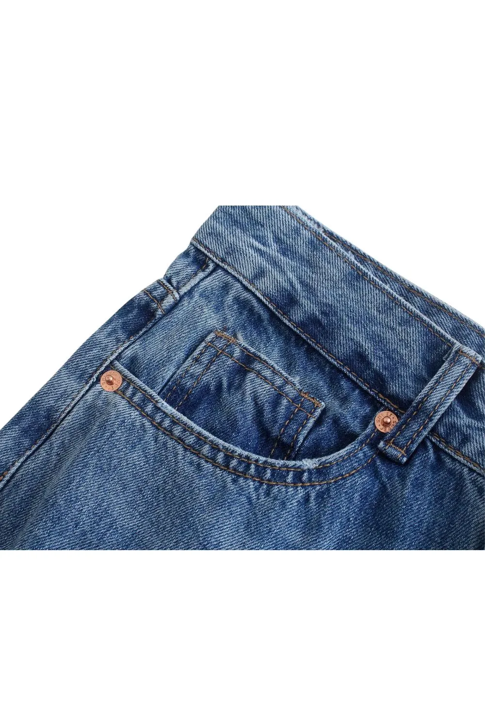 ‘Olesya’ High-Waisted Ripped Straight-Leg Jeans
