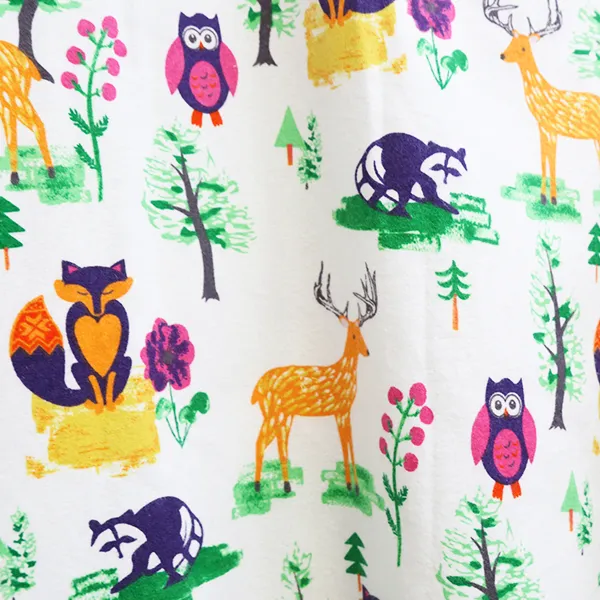 Plus Size Forest Animal Flannel Pajama Set