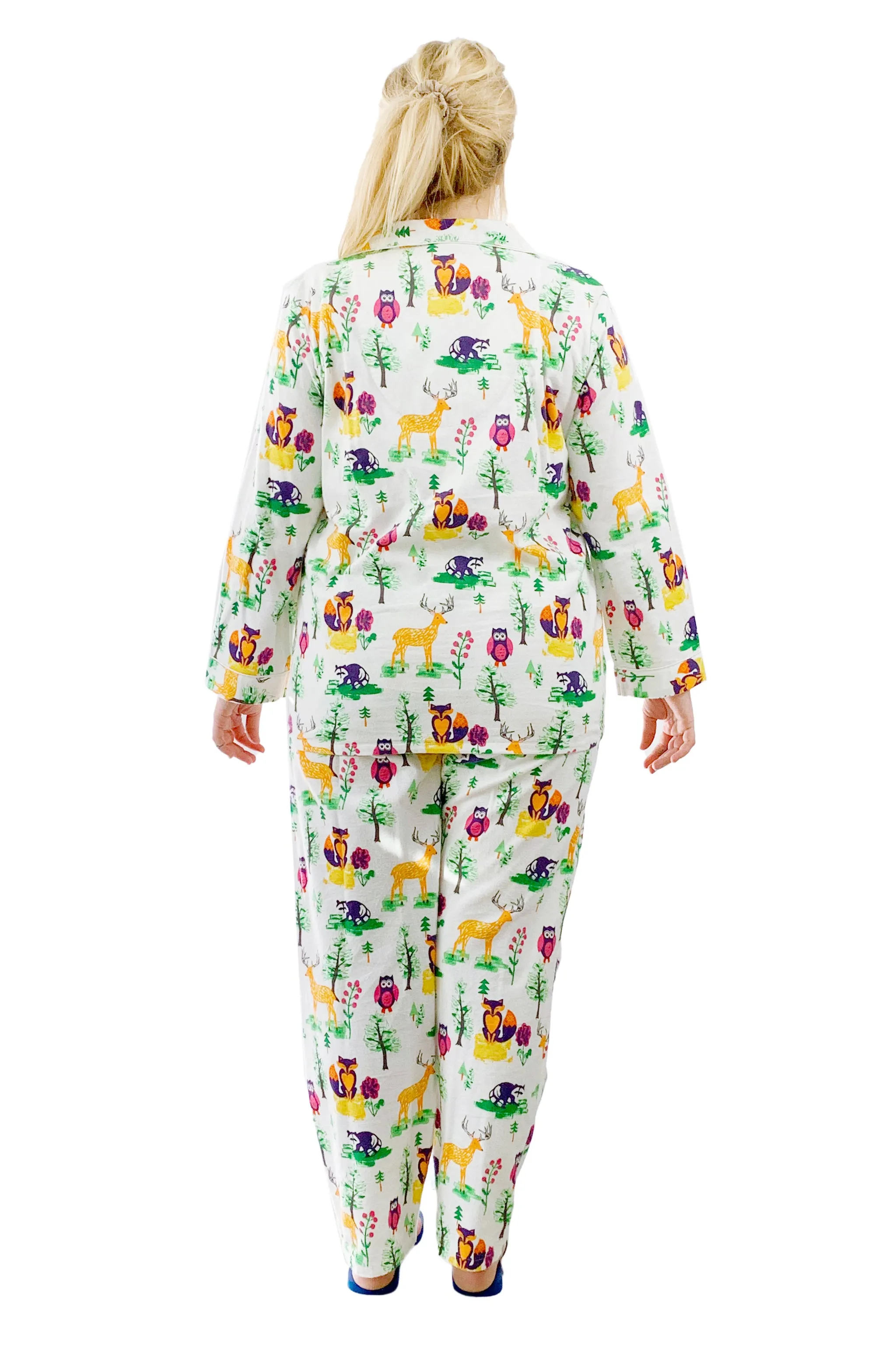 Plus Size Forest Animal Flannel Pajama Set