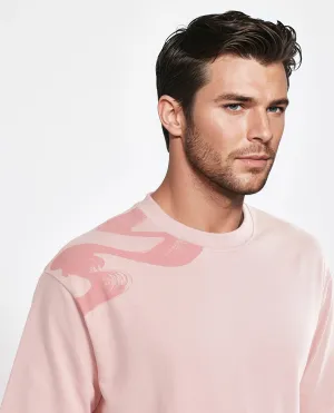 Rare Rabbit Men Jarn Light Orange Cotton Fabric Short Sleeve Crew Neck Qlo Fit Graphic Print T-Shirt
