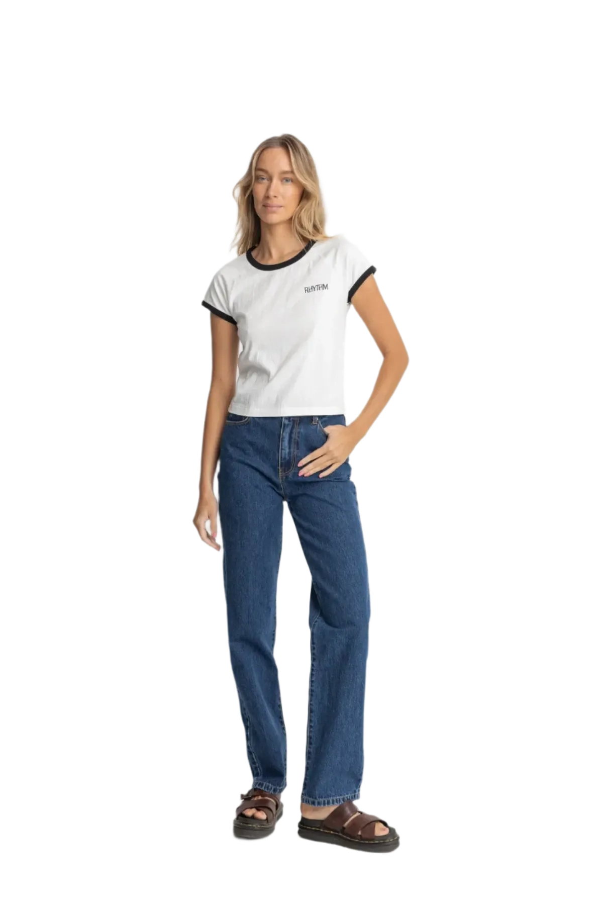 RHYTHM Dakota Straight Leg Jean Pants Dark Wash