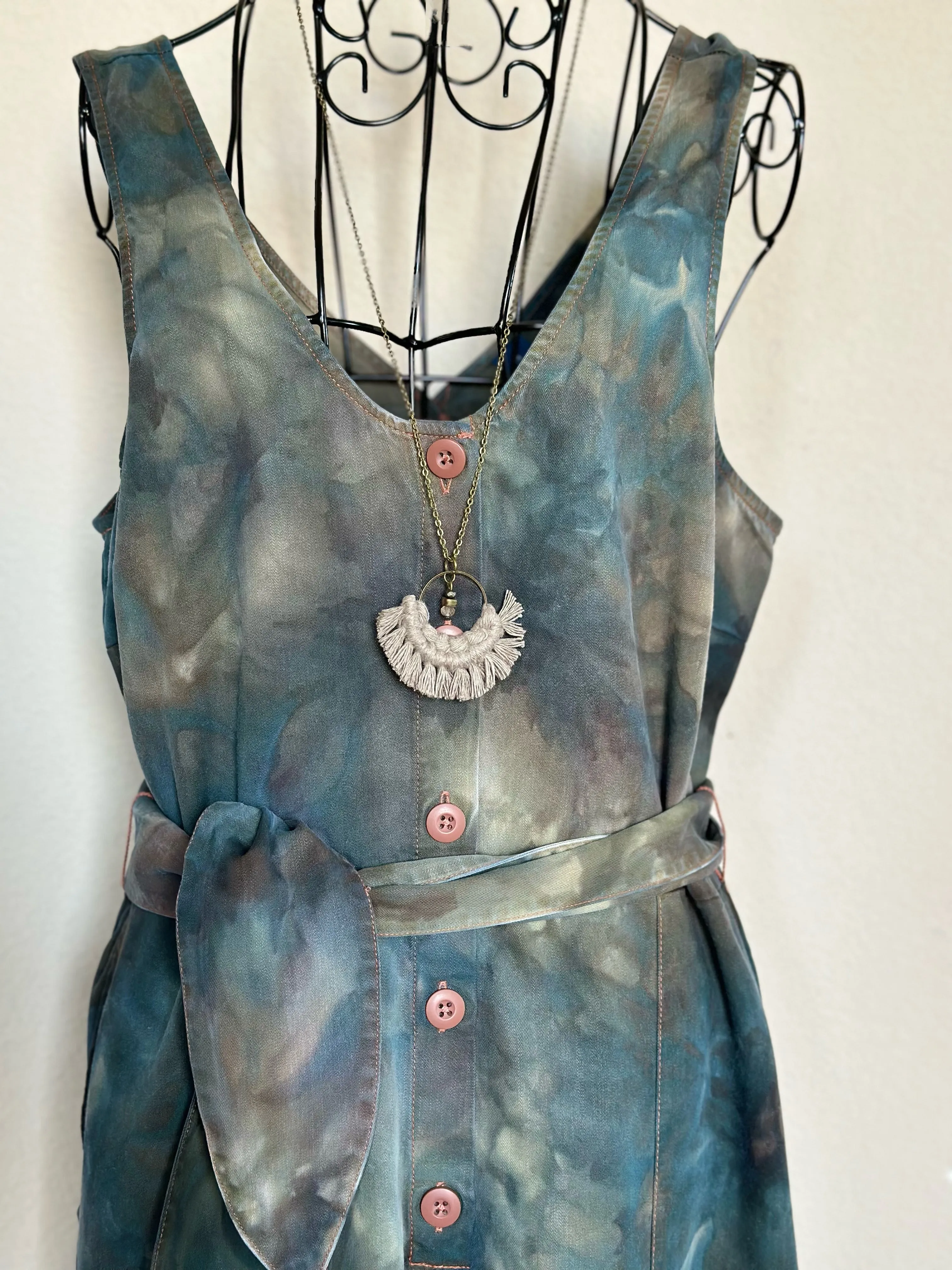 Women’s Medium Tencel V-Neck Jumpsuit with Tie Belt and Pockets in ‘Raven’