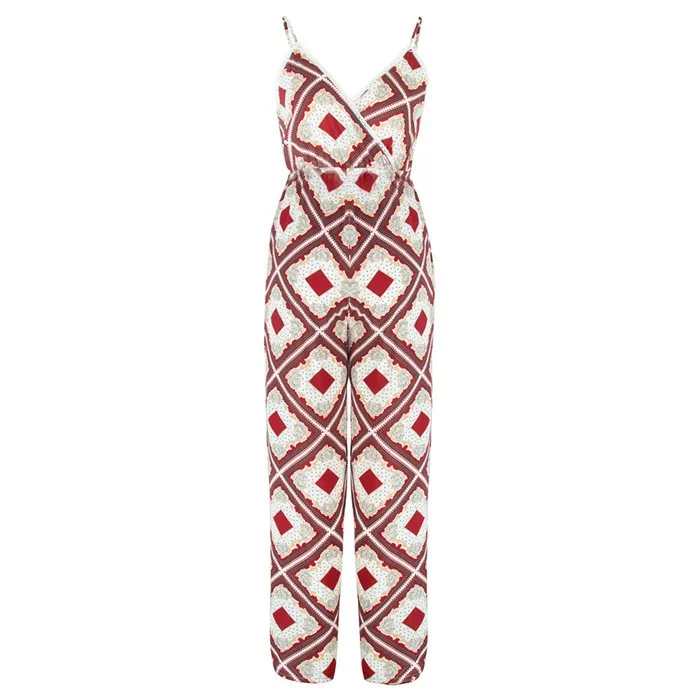 Women's Summer Printed Jumpsuit Wide Leg One Piece
